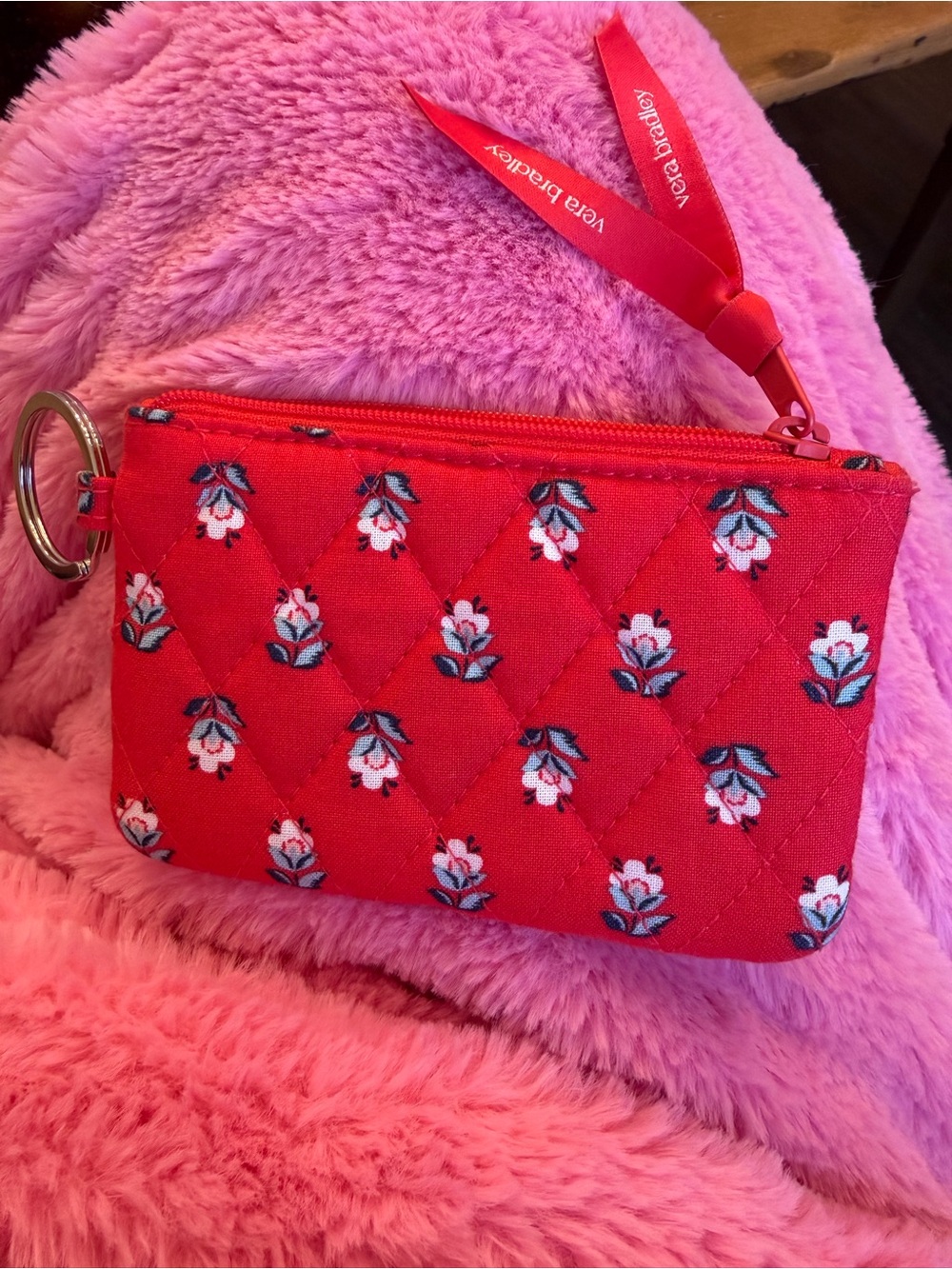 Target X Vera Bradley Red Quilted Floral Keyring card holder